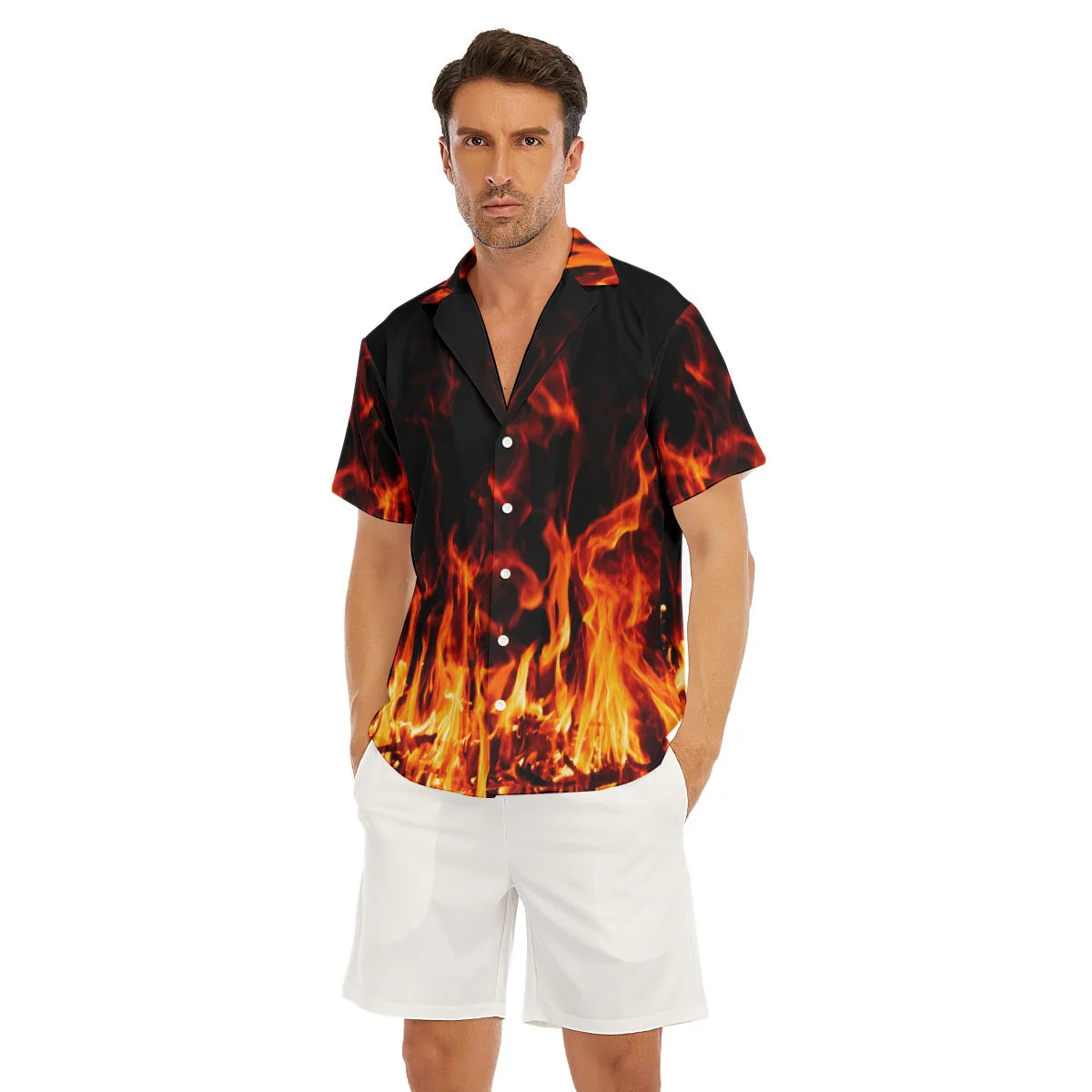 Flame Print Button Shirt