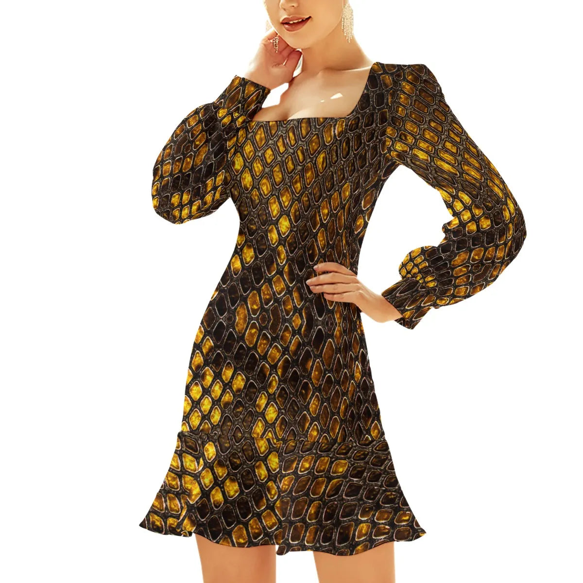 Snakeprint Medusa Frill Dress