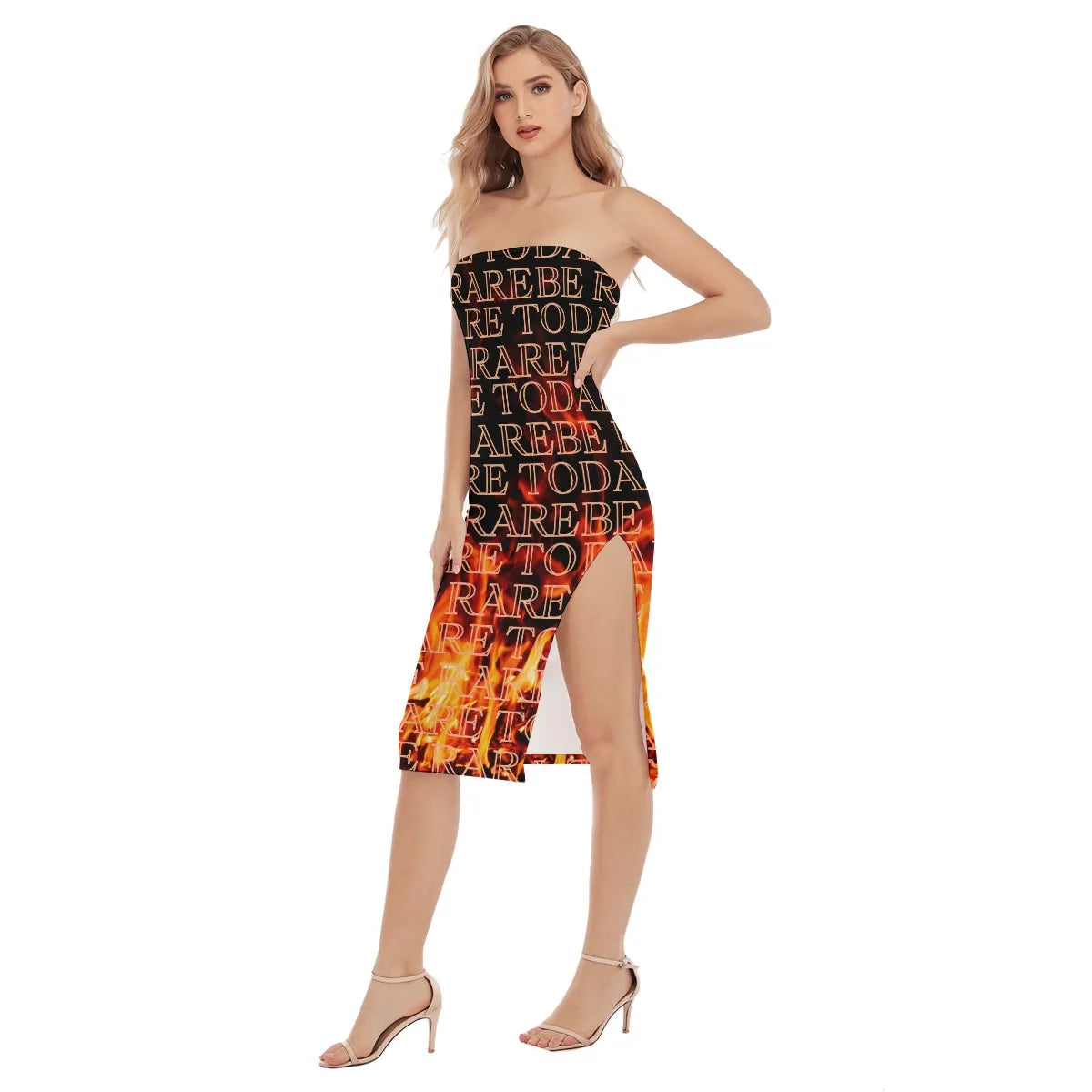 DTBR Text Side Split Tube Dress