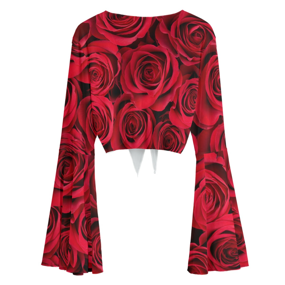 Rose Mesh Long Sleeve Crop Top