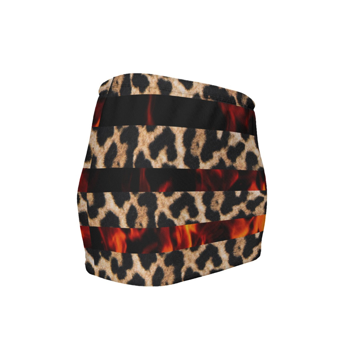 Flame x Leopard Print Slinky Mini Skirt