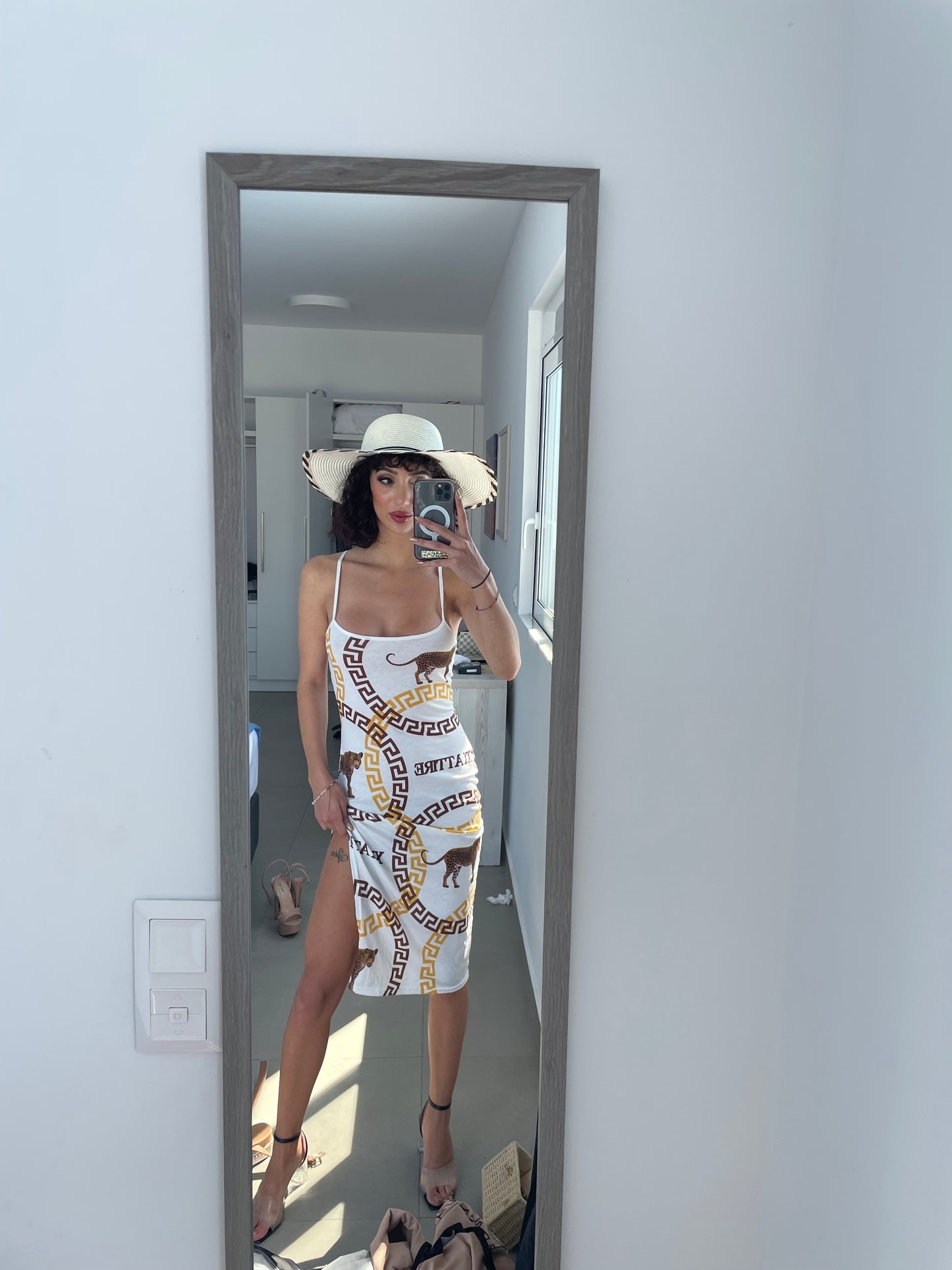 Luxury White Cross back Cami Dress