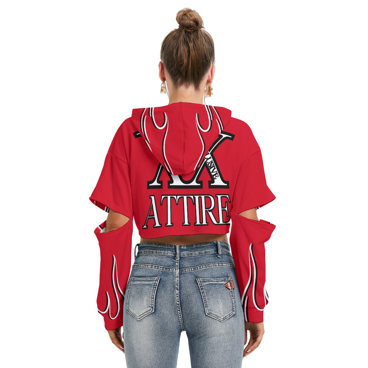 Cropped Hoodie with Slit Elbow