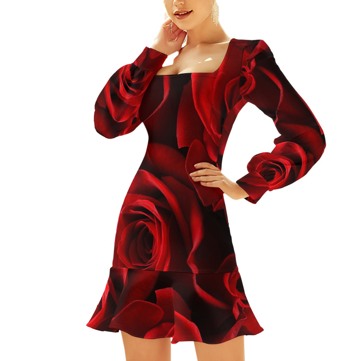 Mid Length Ruffle Hem Dress