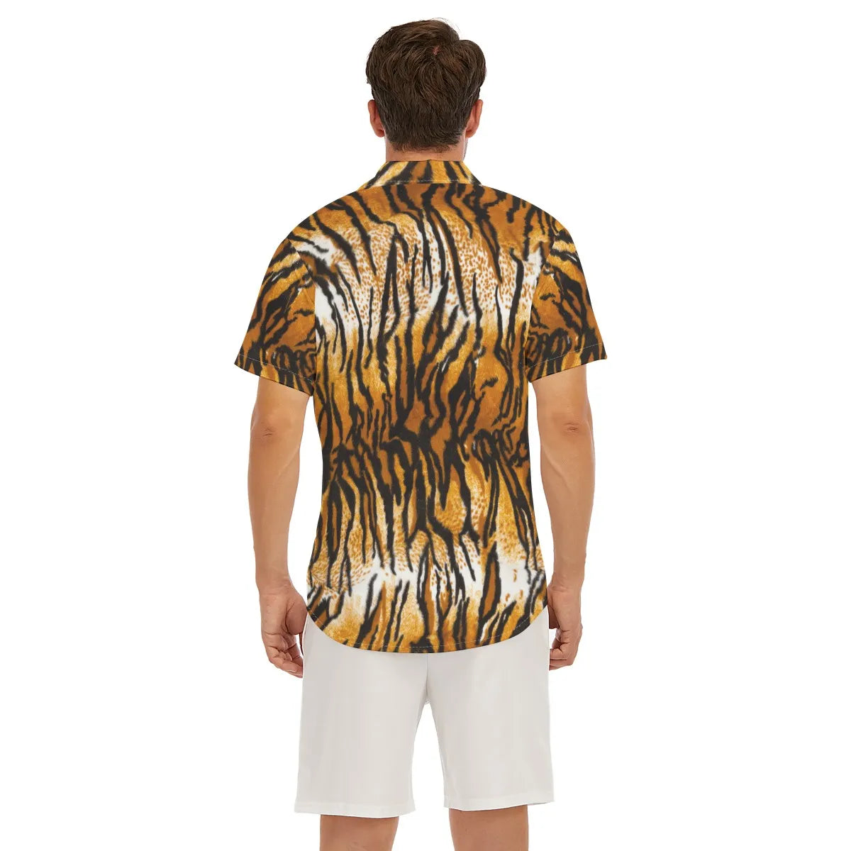 Tiger Print Buttoned T-shirt