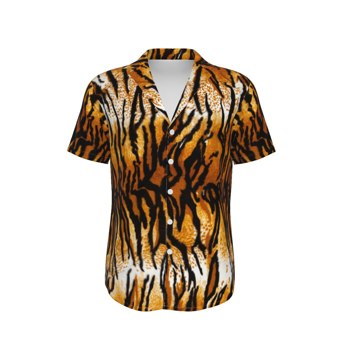Tiger Print Buttoned T-shirt