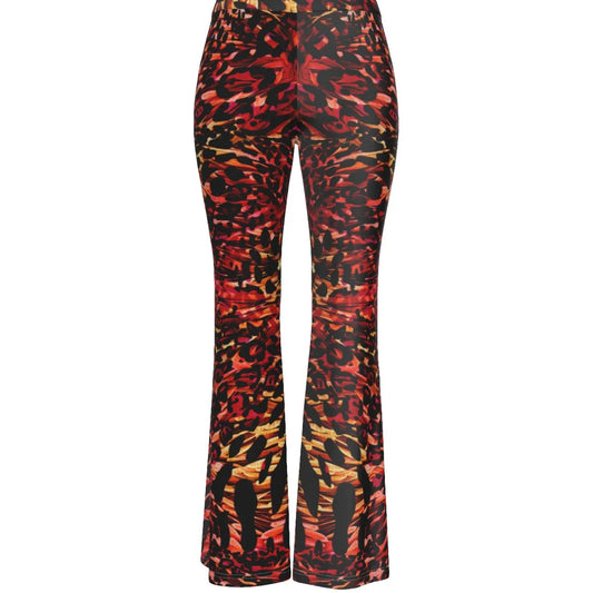 Red Animal Print Flares