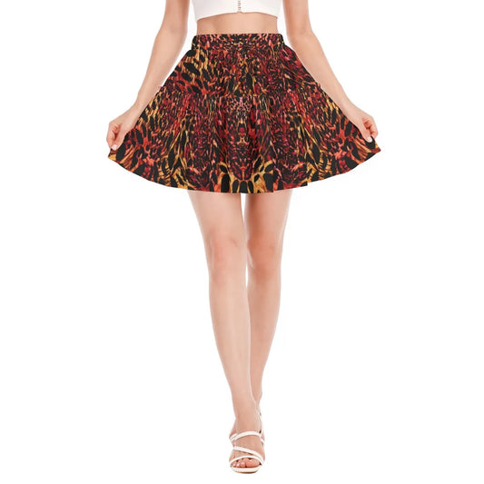 Red Animal Print Ruffle skirt