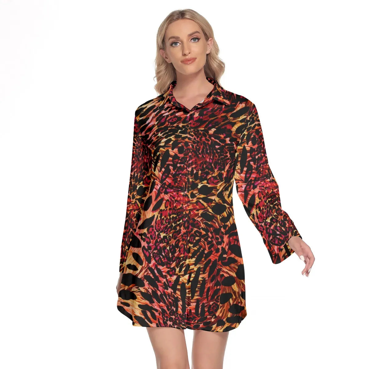 Red Animal Print Oversized Blouse