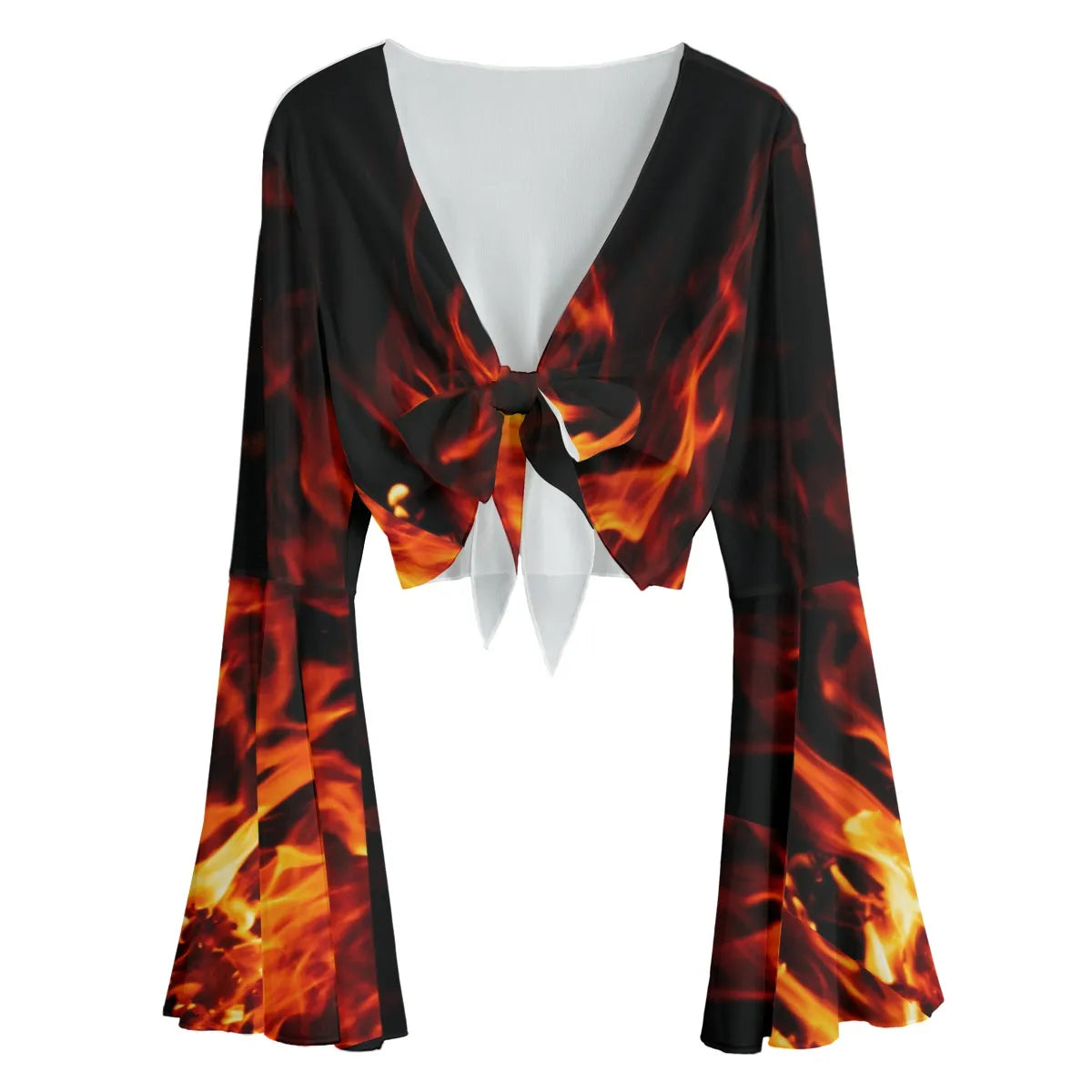 Flame Print Mesh Blouse