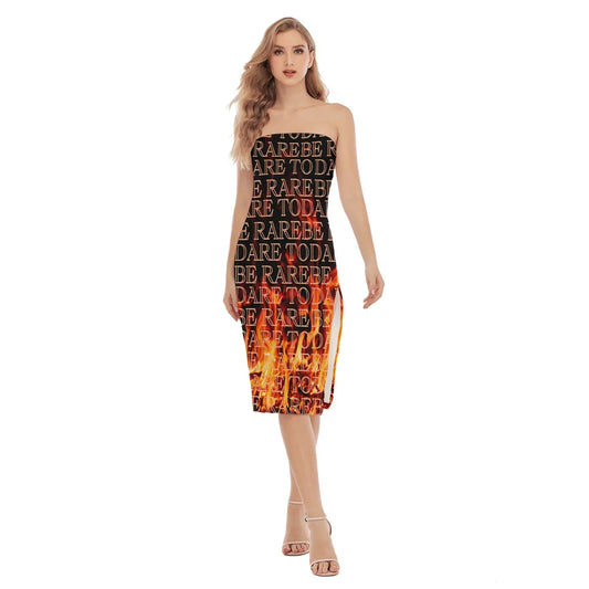 DTBR Text Side Split Tube Dress