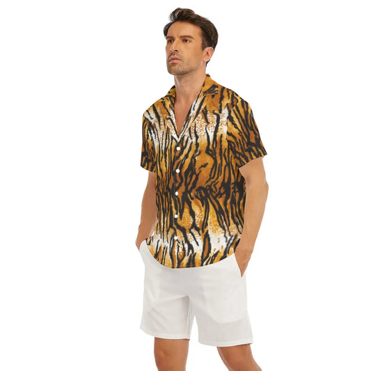 Tiger Print Buttoned T-shirt