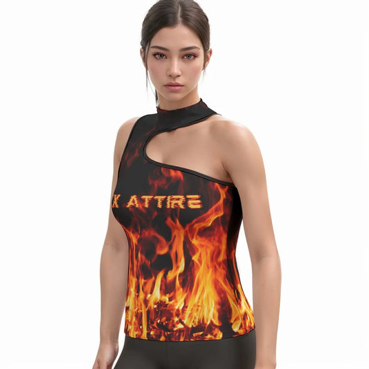 Flame Print Halter Tank Top