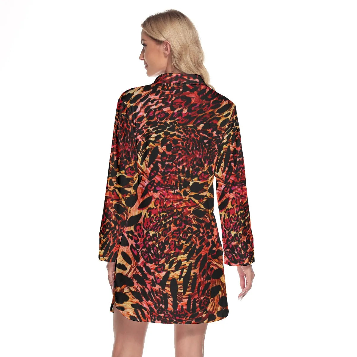 Red Animal Print Oversized Blouse