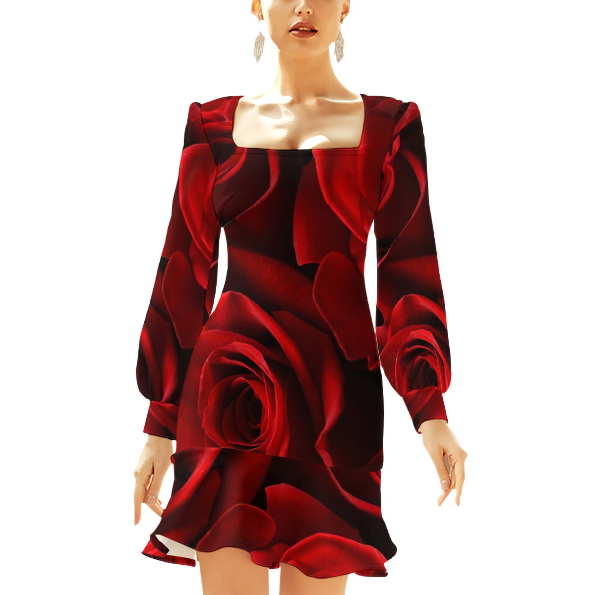 Mid Length Ruffle Hem Dress