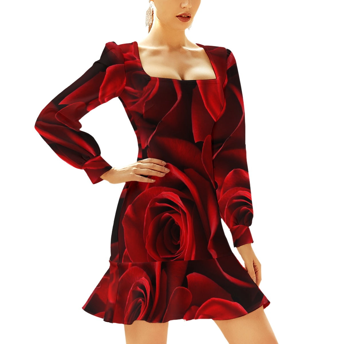 Mid Length Ruffle Hem Dress