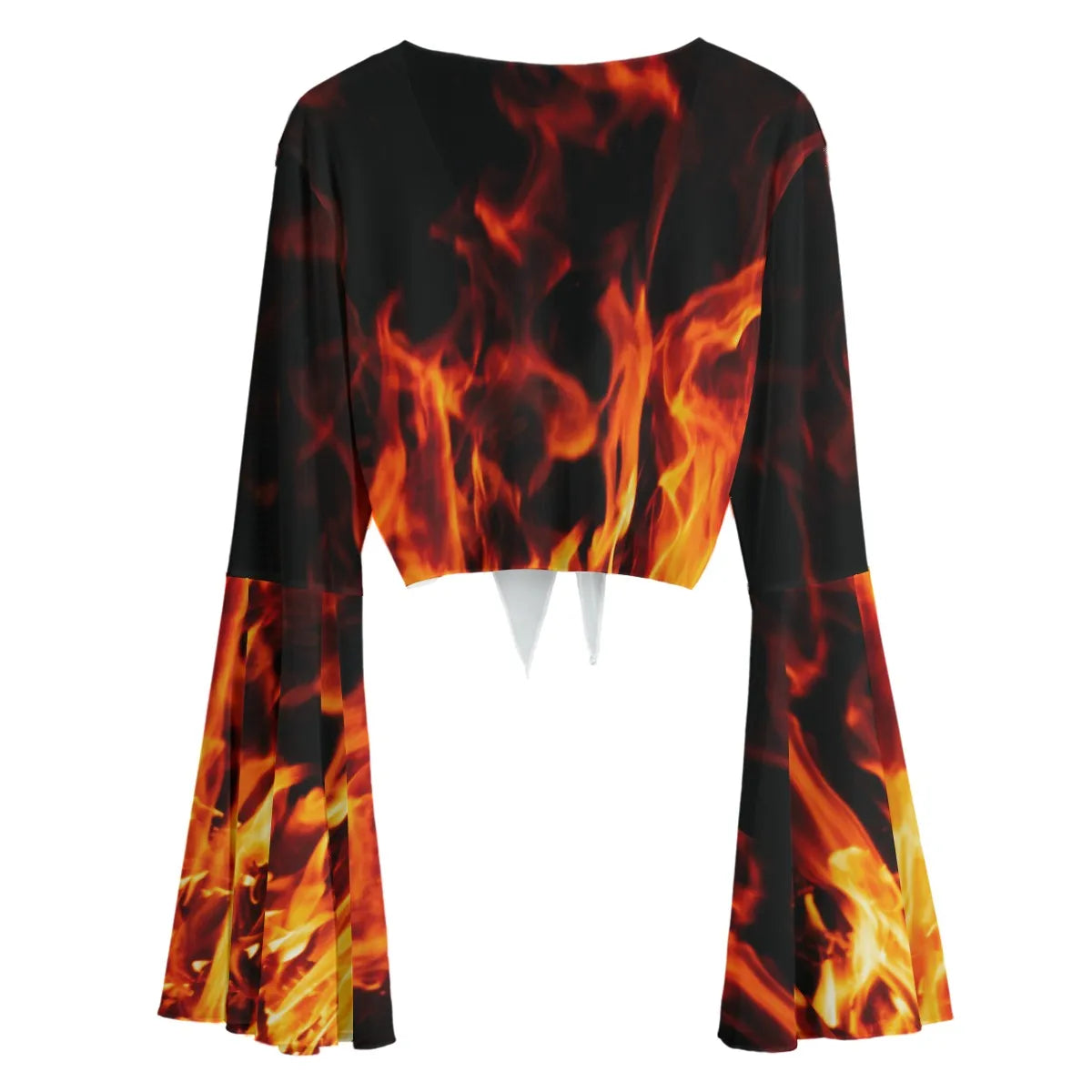 Flame Print Mesh Blouse