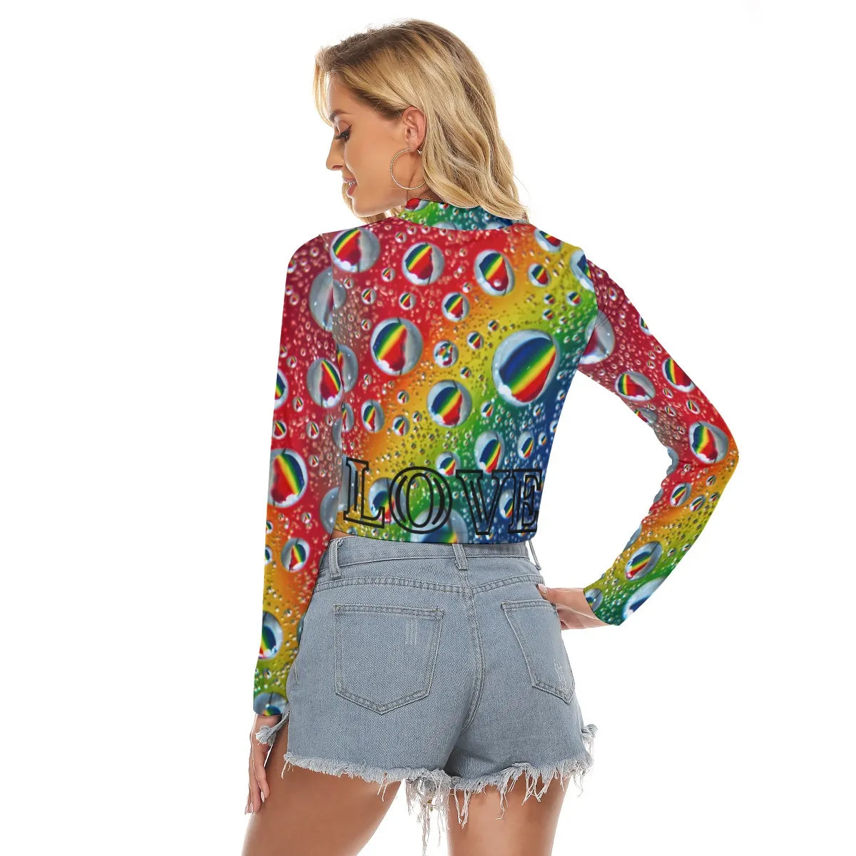 Multi Colour Long Sleeve Crop Top