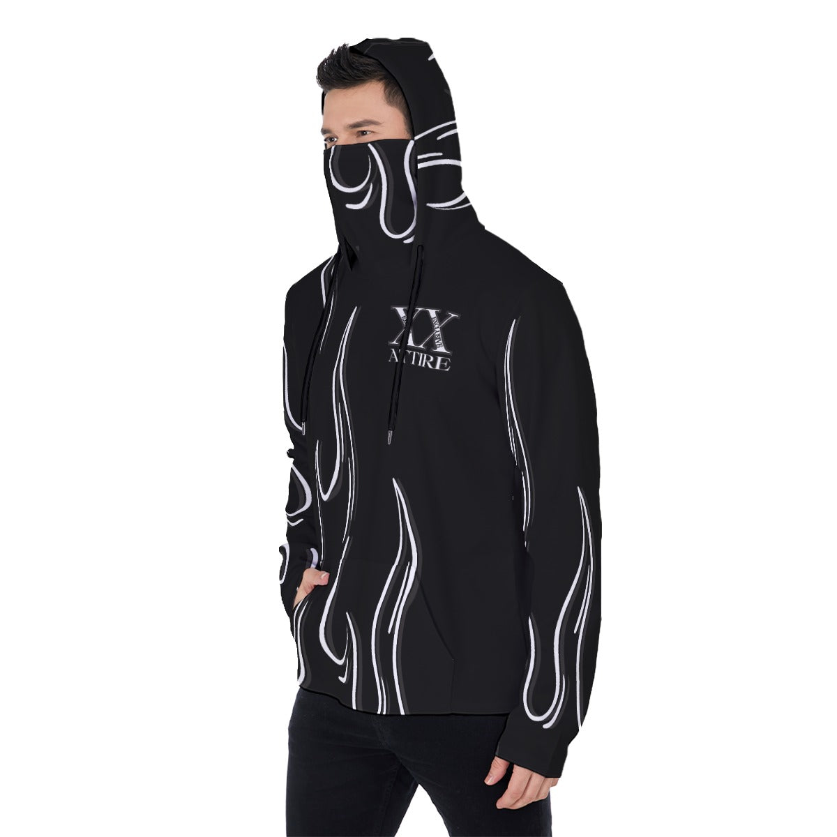 White Flame Hoodie With Balaclava