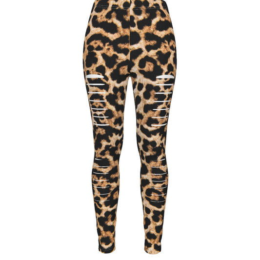 Leopard Print Ripped Leggings