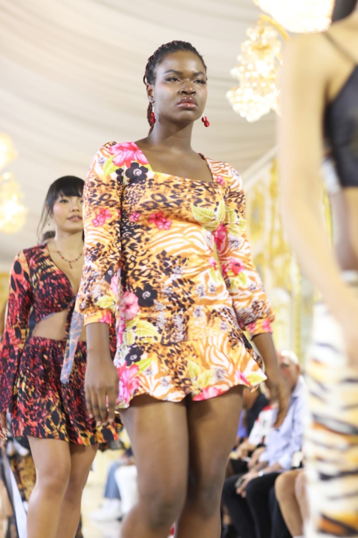 Exotic Print Mid Frill Dress