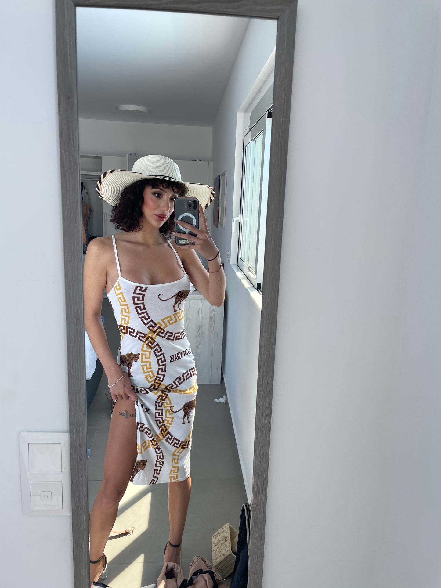 Luxury White Cross back Cami Dress
