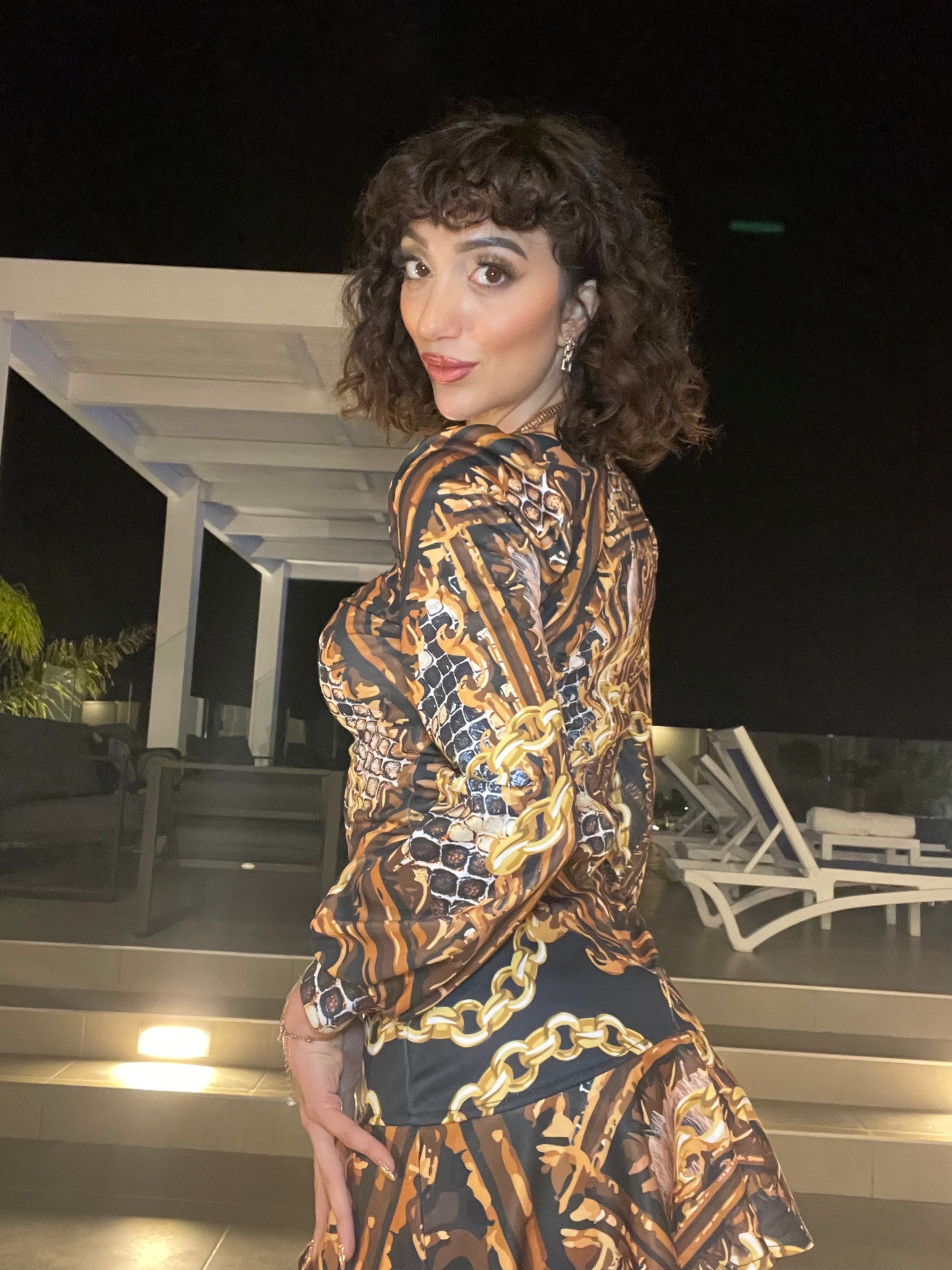 Luxury Chain Ruffle Dress
