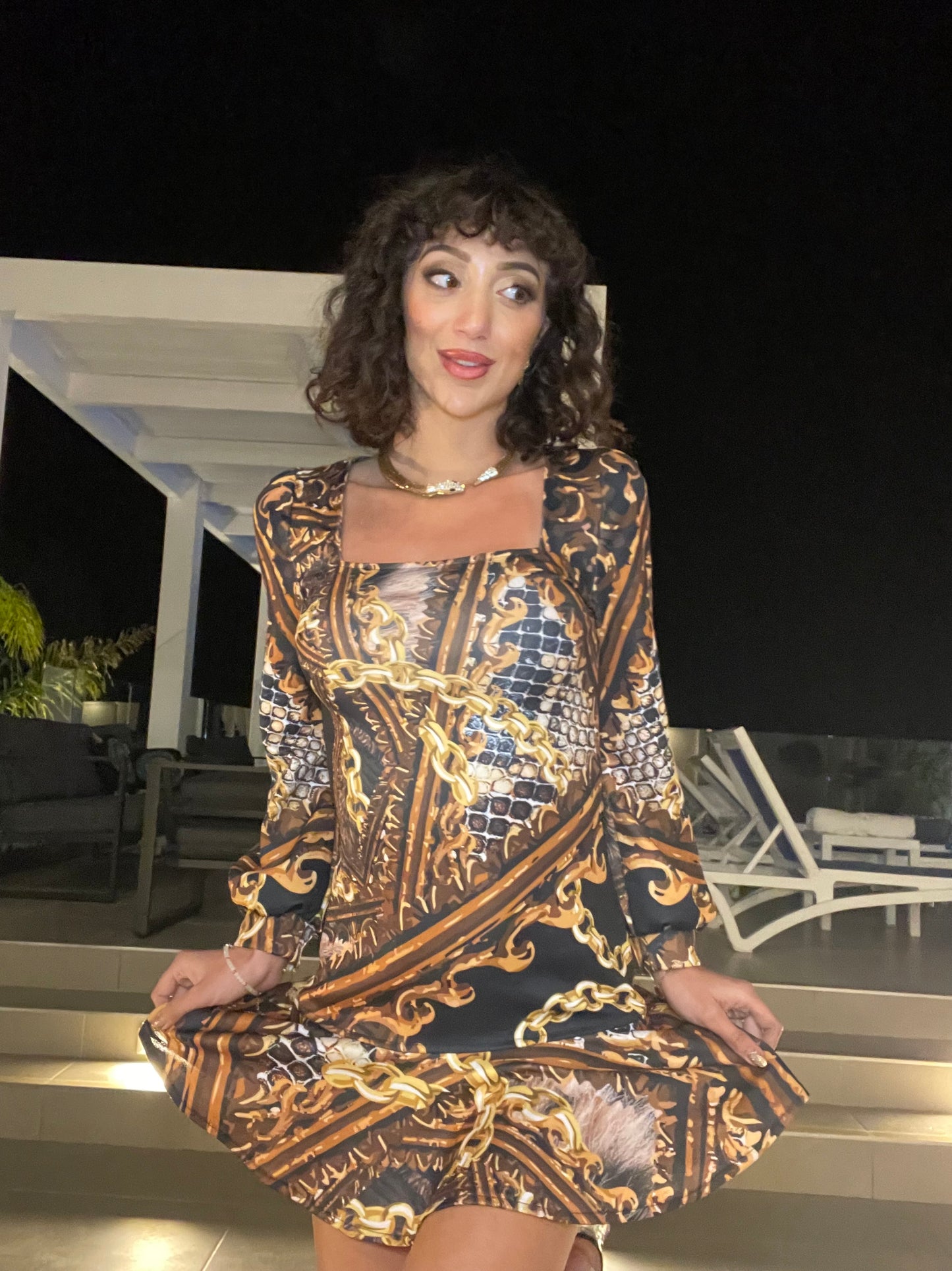 Luxury Chain Ruffle Dress