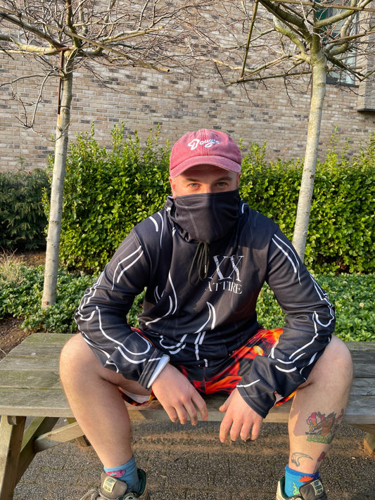 White Flame Hoodie With Balaclava
